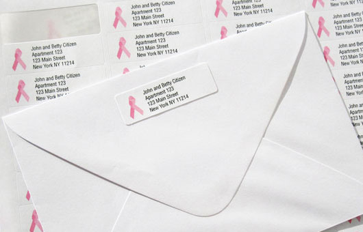 pink ribbon return address labels